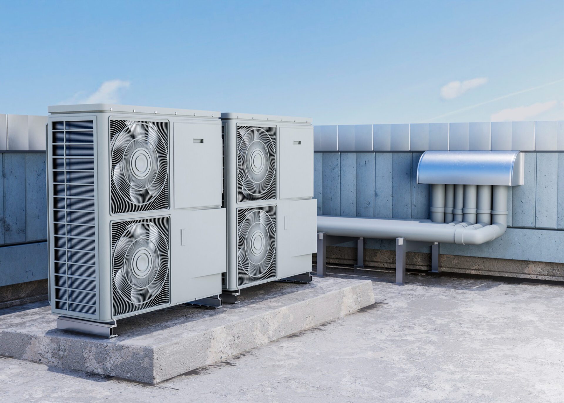 Close up on heat pump outside home Close up on heat pump outside home